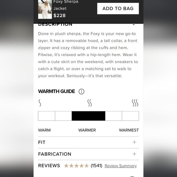 ALO Yoga Foxy Sherpa Jacket Ivory Size XS - Picture 8 of 11